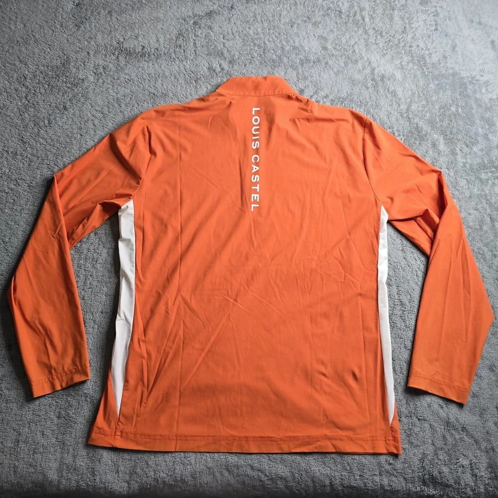 Louis Castel Pullover Shirt Mens Size 105 Orange Long Sleeve 1/4 Zip Golf